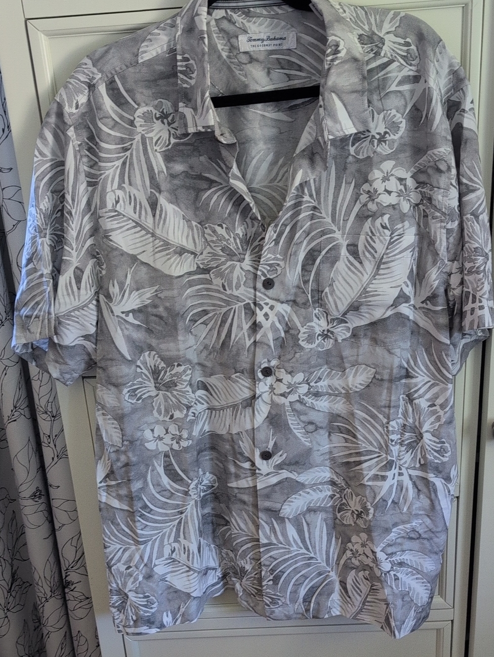 Tommy Bahama Gray and White Tropical  Shirt